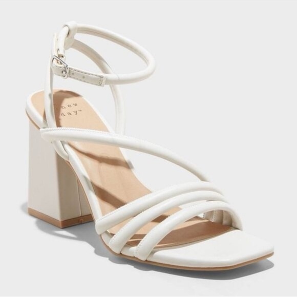 A New Day White Strappy Heels - Picture 1 of 5